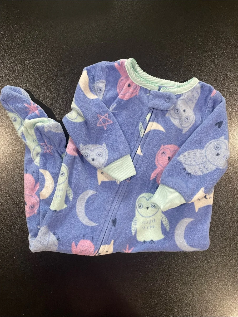 Carter's Purple-Blue Owl Fleece Footed Pajamas. Fits 6 mo. 🦉 🌙
